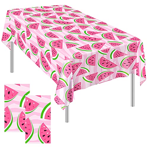 Watermelon Tablecloth Set - 2 Pieces, 54 x 108 Inches, Pink - Medium