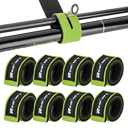 Adjustable Fishing Rod Straps - 8 Pcs Neoprene Ties - Green