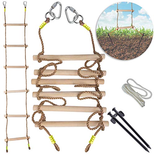 Wooden Rope Ladder for Kids - 6.5ft Indoor/Outdoor Climbing