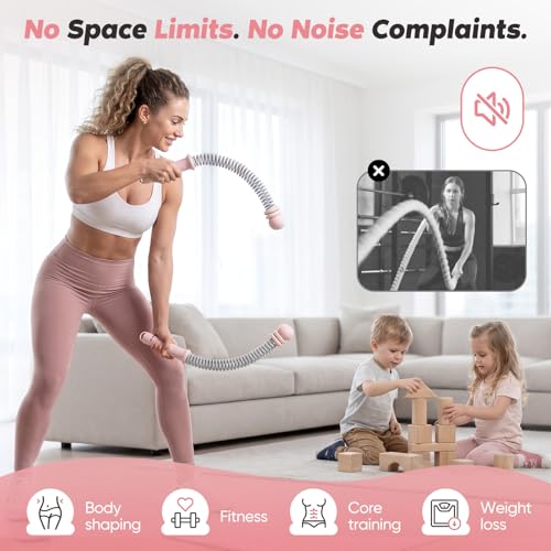 Ropeless Battle Ropes for Home Gym - Adjustable Cordless Pink