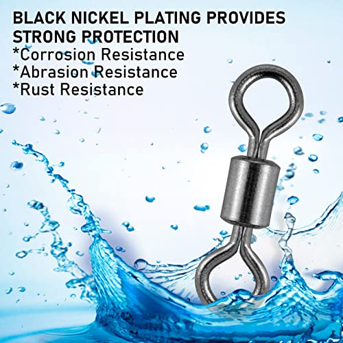 100-Pack Fly Fishing Micro Swivels - 12-20LB, 0.28in, Black Nickel