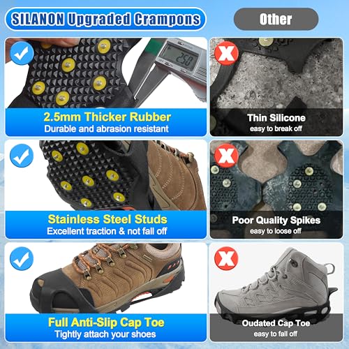 Ice Snow Cleats for Shoes and Boots - Medium (5.5-8.5 Men/7-10 Women)