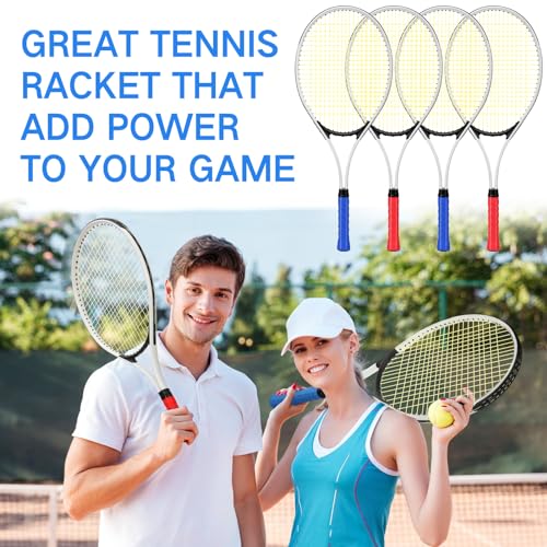 Motionchic 4-Pack 27 Inch Tennis Rackets Red & Blue Lightweight Durable Set