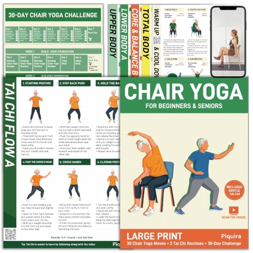 Chair Yoga & Tai Chi Workout Charts for Seniors - 30-Day Challenge