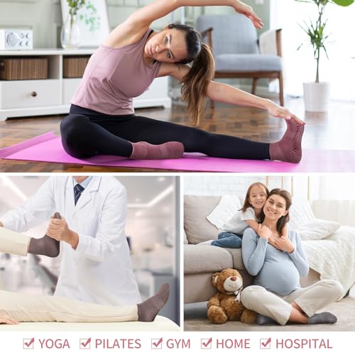 Yoga Socks for Women - Non-Slip Grip Pilates Socks, One Size - Ka+fen+hong