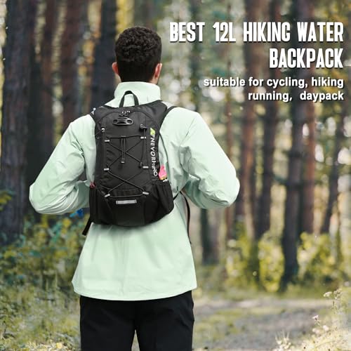 Lightweight Hydration Backpack with 2L Water Bladder - Black