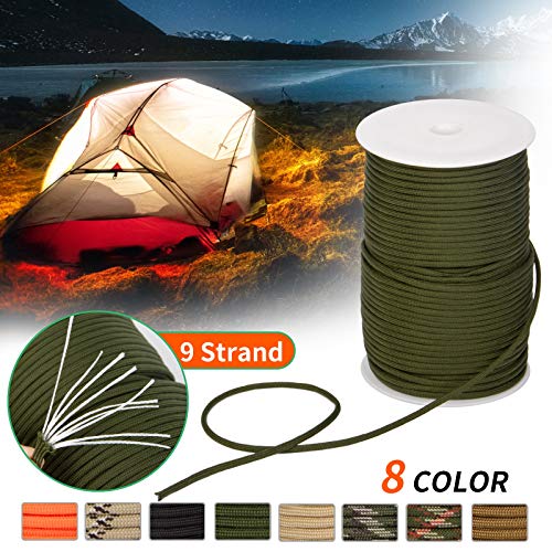 550lb Paracord Rope 9-Strand 4mm Outdoor Cord 100M - Army Green