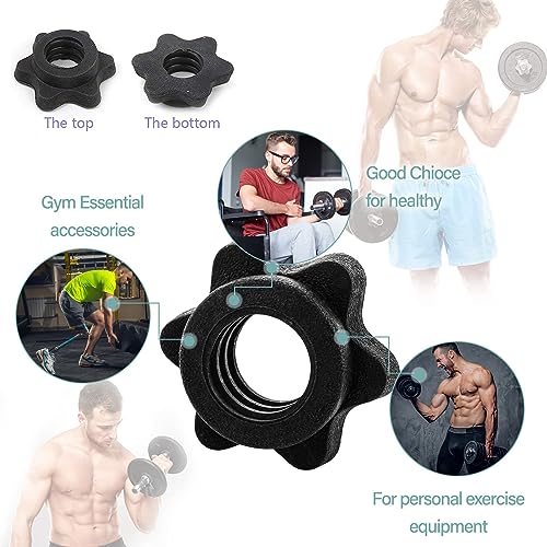 1-Inch Dumbbell Spinlock Collars - 4 Pairs Black Clamps