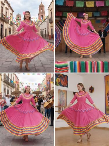 Women's Rose Cinco De Mayo Fiesta Costume Dress Small Folklorico