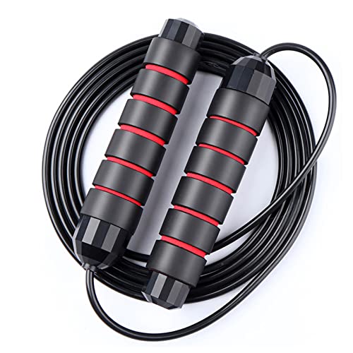 Adjustable Jump Rope for Fitness - Red, Durable PVC Coated Wire