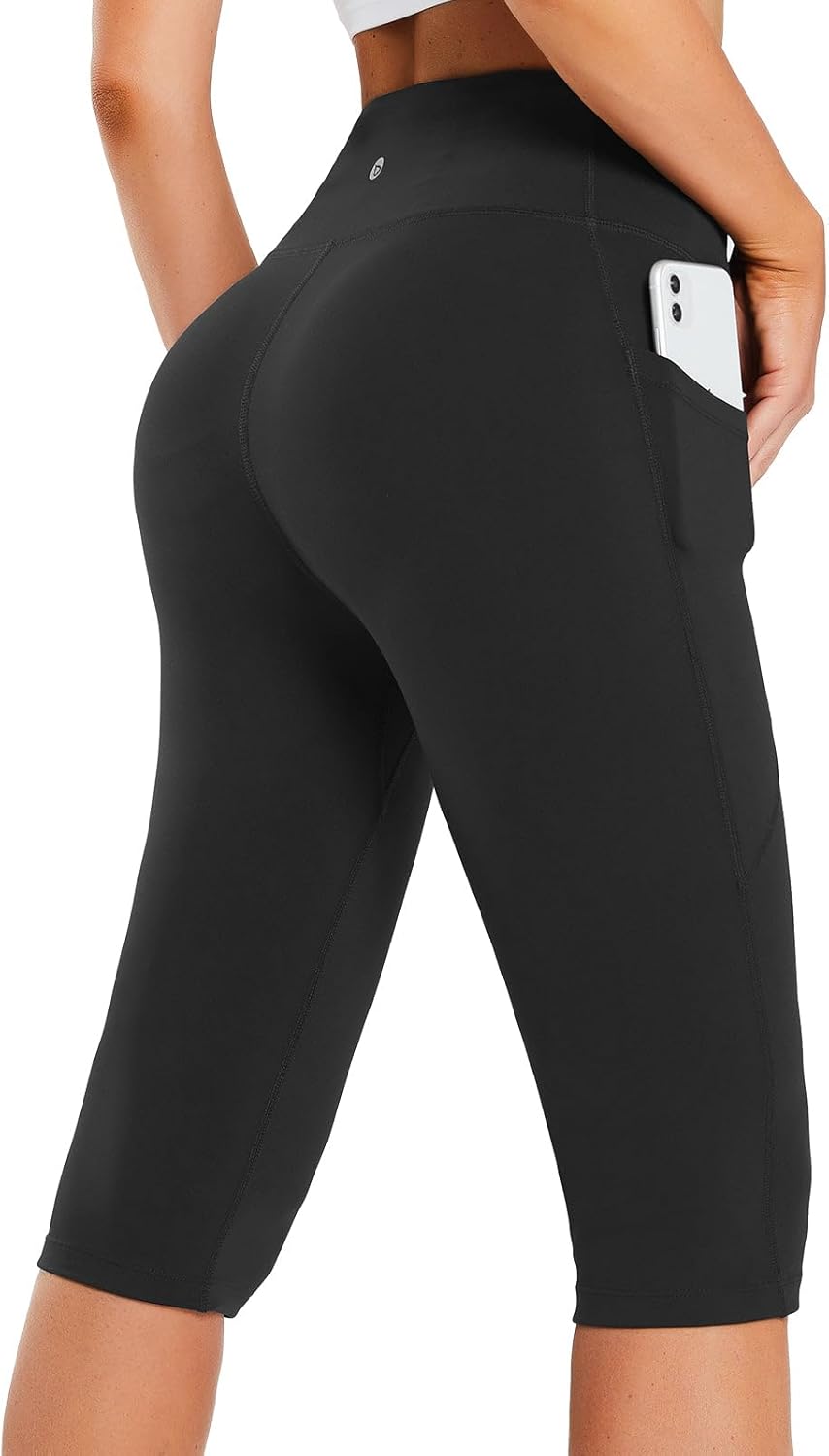 Baleaf Women's Capri Leggings - High Waisted Knee Length with Pockets for Yoga & Workout