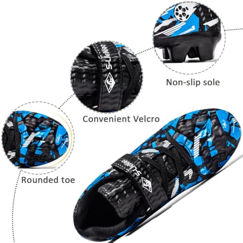 Disrateblu Kids Soccer Shoes Boys Football Cleats, 5 Big Kid, Black