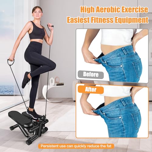 Mini Hydraulic Fitness Stepper with LCD Monitor & Resistance Bands