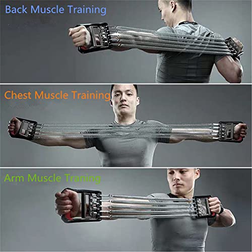 Chest Expander with 5 Springs – Adjustable Resistance Bar for Home Gym Training