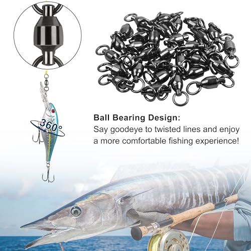Ball Bearing Fishing Swivels - Size 1 (45lb) 25 Pcs, Stainless Steel