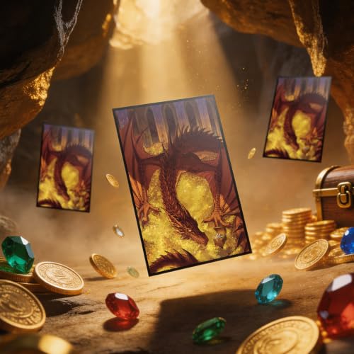 FUNinEDH Dragon the Golden MTG Card Sleeves 100 Count EDH Commander Protective Deck Sleeves
