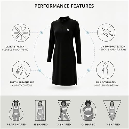 Retaj Modest Activewear Long Sleeve Workout Top - Small Black, Breathable Yoga & Gym Shirt for Women