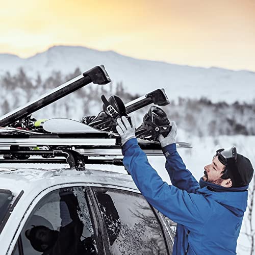 Rooftop Ski & Snowboard Rack - Slide-Out Design, Holds 6 Skis/4 Boards