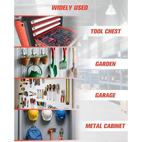 Magnets Garage Storage Hooks 4 Pack - Orange Magnet Hooks for Hanging Tools, Garage Organization, Secure Metal Cabinet & Steel Surfaces