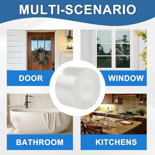 Window Sealing Tape 2IN x 33 FT Draft Isolation No Residue Removable Adhesive Waterproof Windows Doors Shower Glass AC Units Ideal for Winter Seal & Summer Cold Air Loss Prevention