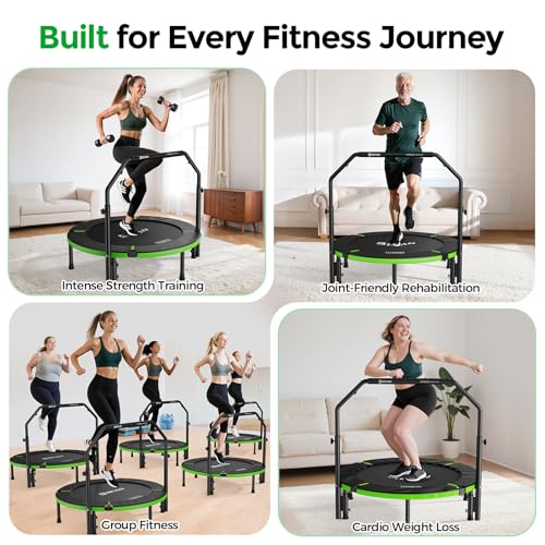 40-Inch Mini Rebounder Trampoline for Adults with Handlebar