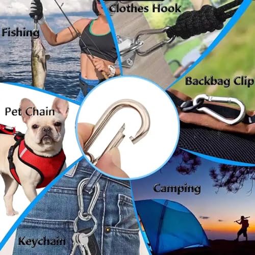 5cm Heavy Duty Stainless Steel Carabiner Snap Hooks - 2 Pack