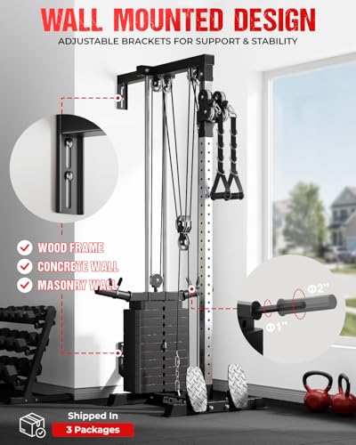 Cable Crossover Machine with Adjustable Pulley System - Dark Black