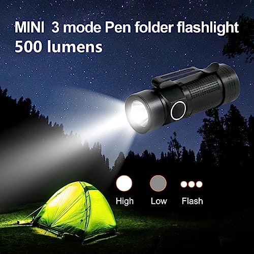 Tactical Helmet ARC Rail Light LED Mini Military Helmet Flashlight with Strobe/Strong/Low Lamp 500 Lumens, Pocket Pen Flashlight with 20mm Picatinny Rail Mount (Black)
