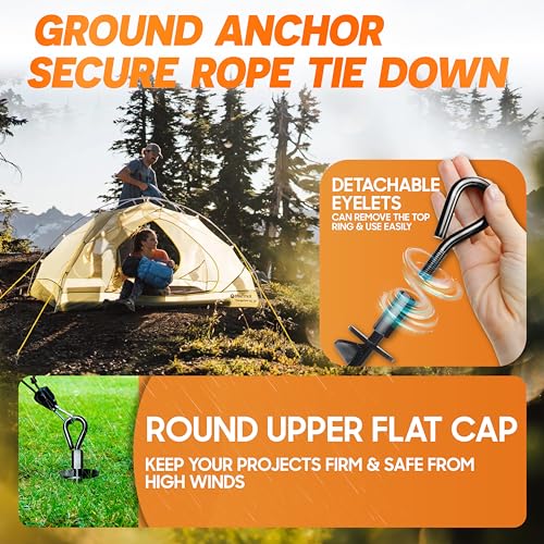 Heavy-Duty Ground Anchors Screw-in Set - 4 PCS with Power Nut Driver