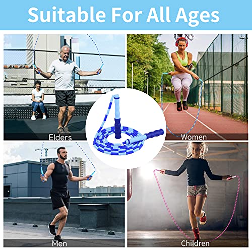 Adjustable Beaded Jump Rope - Tangle-Free Fitness Skipping Rope - Blue