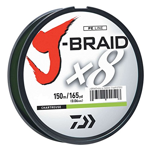 Daiwa J-Braid 150M 8-Strand Woven Braided Fishing Line - Chartreuse / 10 lb