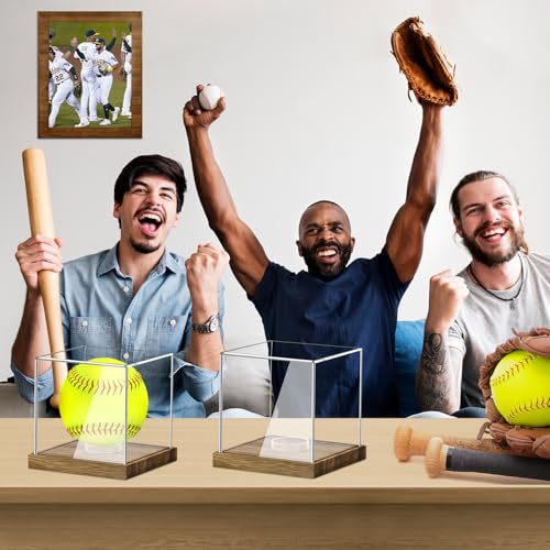Acrylic Softball Display Case with Wood Base - Elegant Storage Box