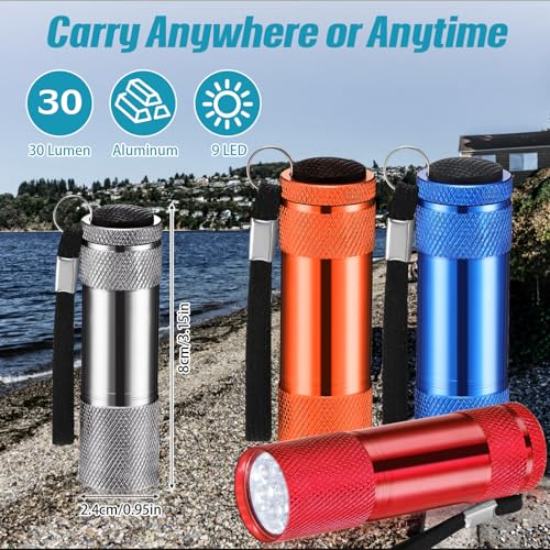 VIHOSE 48 Pcs Mini Flashlights Bulk, Bright Aluminum Handheld Flash Light with Lanyard, Small LED Flashlights for Kids Night Reading Emergency Hurricane Camping Hiking Party Favors(Bright Color)