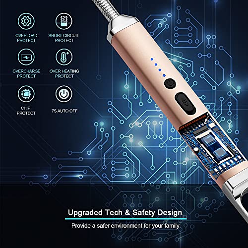 SUPRUS Rechargeable USB Arc Lighter Champagne Gold, Flameless Windproof Candle & Grill Lighter