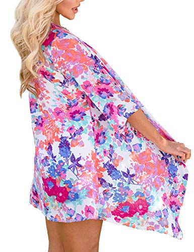 Chiffon Kimono Beach Cover-Up for Women - Floral Print