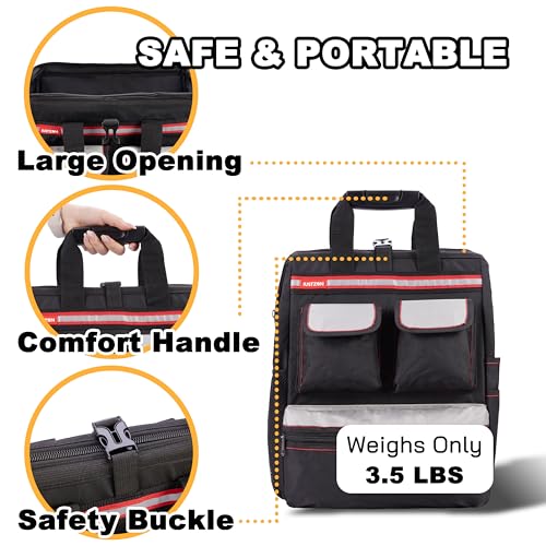 Backpack Tool Bag with Padded Back Support Heavy Duty Tool Kit Carrier Storage Bags for Electrician, Plumber, HVAC, Cable Repairman