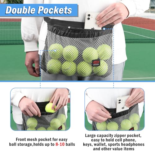 NVAAV Tennis Ball Holder, Pickleball Waist Pouch – 1 Pack, Adjustable Belt