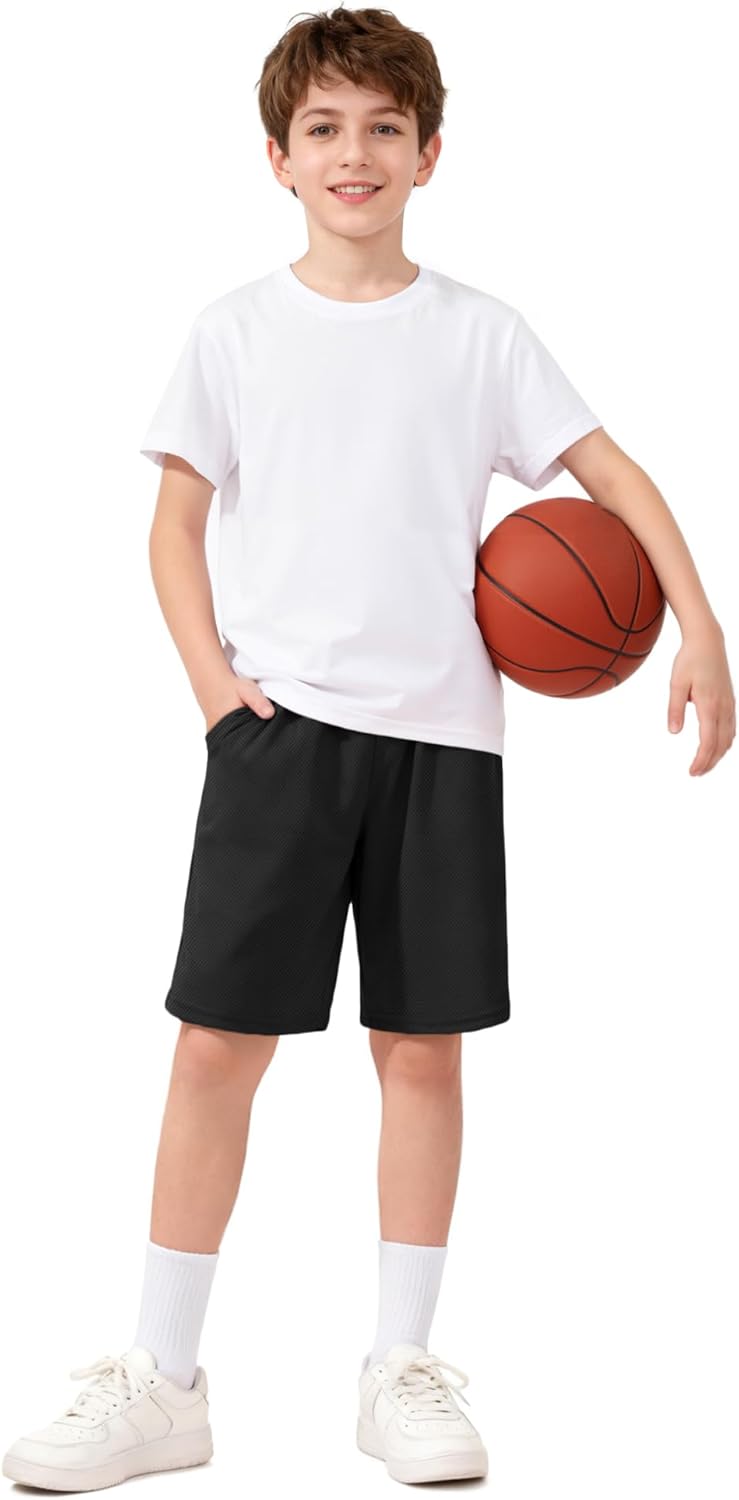 Auranso Boys Athletic Shorts - Quick Dry Mesh Basketball & Soccer Shorts with Pockets | Youth Activewear