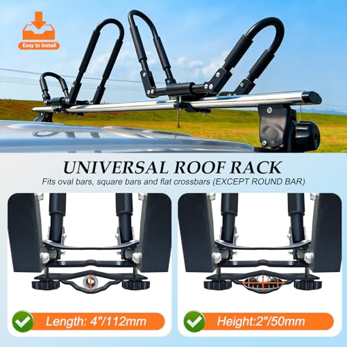 Folding Kayak Roof Rack - 2 Pairs (4 Pcs) Universal J-Bar Carrier