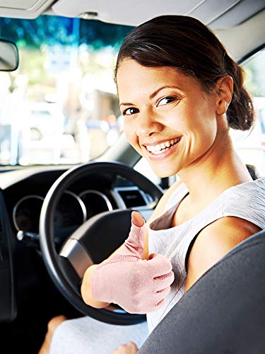 UV Protection Fingerless Driving Gloves - Non-Slip Cotton - Pink