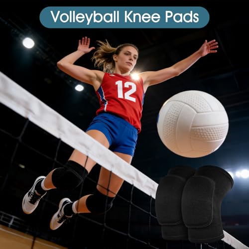 Soft Volleyball Knee Pads with Thickened Foam Padding - Black, Medium