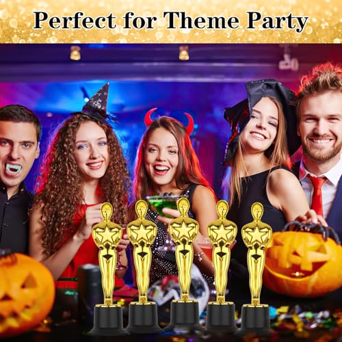 6 Mini Gold Award Trophies - Plastic Statues for Events & Parties