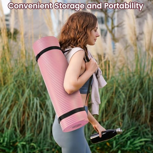 Extra Thick 1/2-Inch Yoga Mat - Anti-Tear, Non-Slip, Pearly Pink