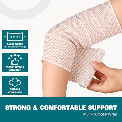 Premium Elastic Compression Bandage Wrap - 4 Inch, 2 Pack