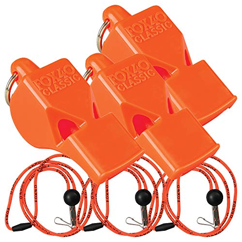 Fox 40 Classic Whistles with Breakaway Lanyards - Orange 3 Pack