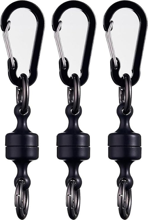 IKELI Quick Release Keychain,Strong Magnetic Buckle,Attachable keychain for Indoor Outdoor Hanging Car Keys Fishing,Black 3 PCS