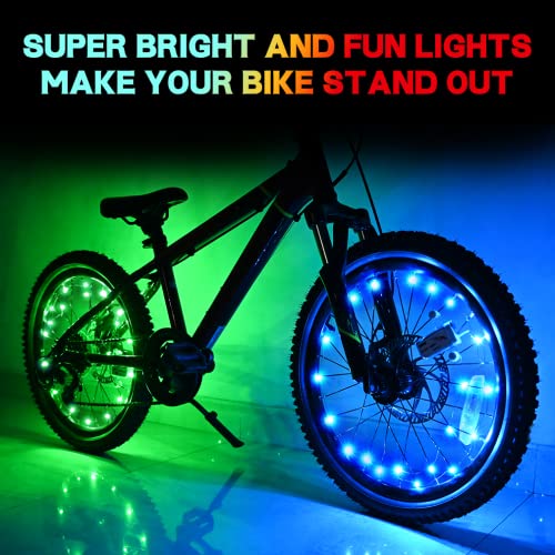 LED Bike Wheel Lights - Ultra Bright Waterproof Spoke Lights, 2-Pack - Blue