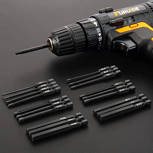 10 Piece Hex Head Allen Wrench Drill Bit Set, 1/4 Inch Hex Shank Metric Sizes 1.5mm to 8mm S2 Steel Allen Power Bit Set, Magnetic Tips 3 Inch Long