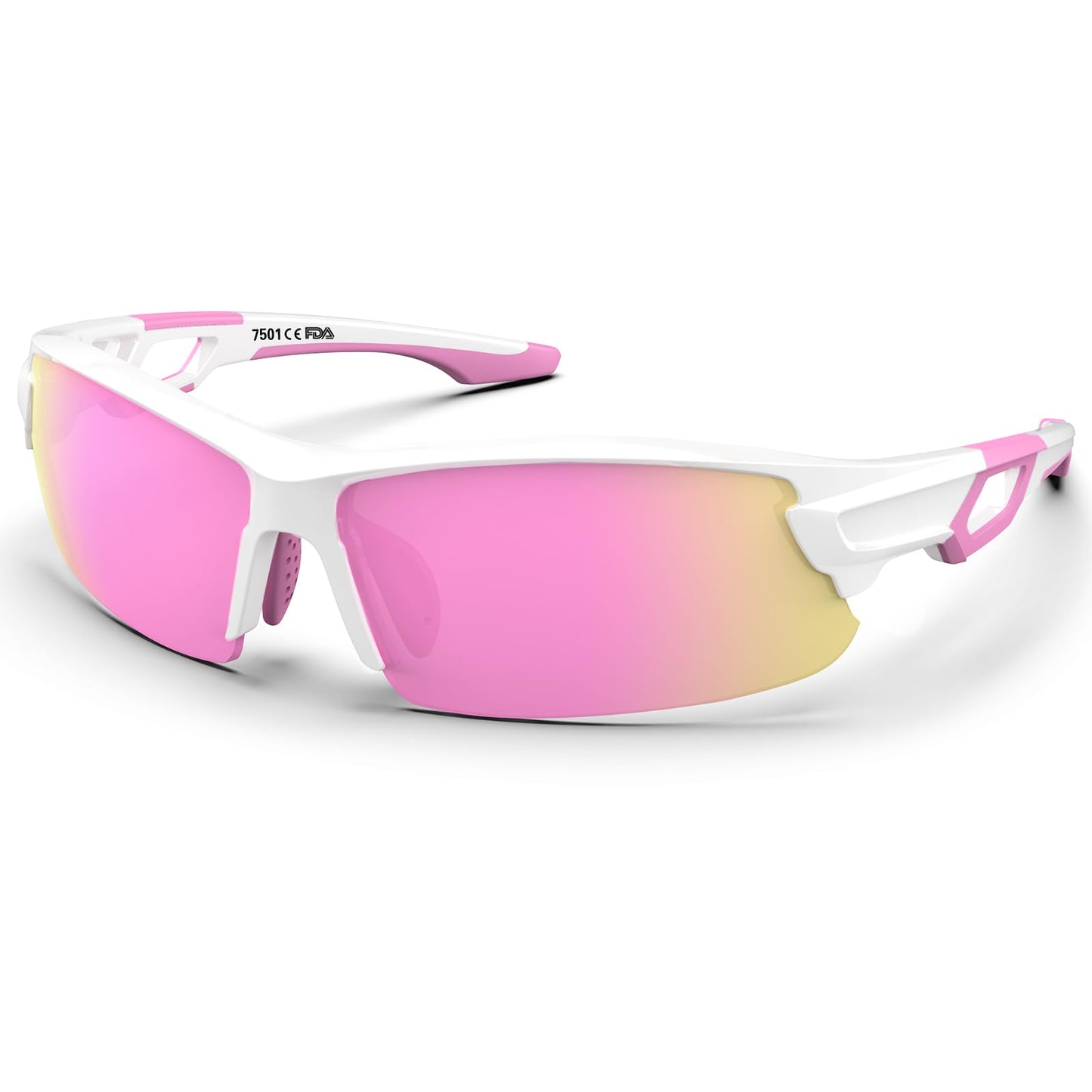 BEACOOL Polarized Sports Sunglasses for Men Women Running Baseball Cycling Driving Fishing Golf Motorcycle UV400 Sun Glasses (Half Frame, GlossyWhite Pink)