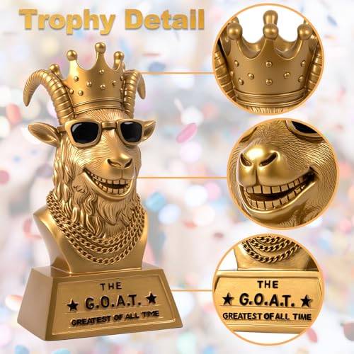 6-Inch Goat Trophy | Handmade G.O.A.T. Winner Award | Funny Desk Decor